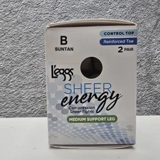 L'eggs Tights B Suntan Sheer Energy Control Top Compression Medium Support 2