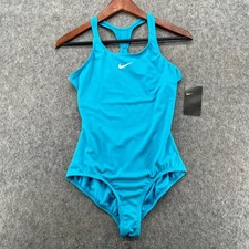 Nike Big Girls One Piece Racerback Swimsuit Blue Size XL 13-15 YRS NEW