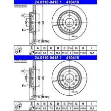 2x ATE BREMSSCHEIBEN 281,0mm VOLL HINTEN passend für MAZDA CX-3 | 24.0110-0418.1