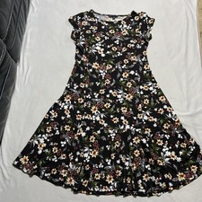 Y2K Below Knee Sundress S Black Floral Dark Cottagecore Fairy Grunge Dainty