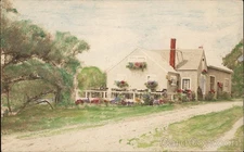 Art Painting of Residence-Cape Cod? Original Vintage Real Photo Postcard RPPC