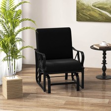 2PCS Patio Rocking Chair w/Cushion Heavy-Duty Metal Frame Smooth Glider Outdoor