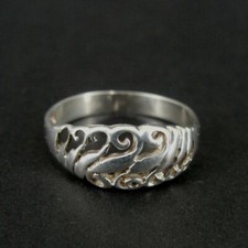 Ring Silver S Shape Curved Design Band Sterling 925 Size 6.75 Band RIng