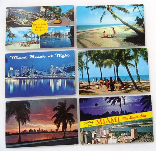 USA Lote América 6 x Postal MIAMI BEACH en FLORIDA América Franqueada