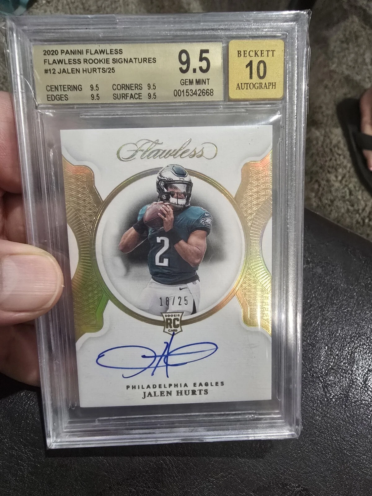 Jalen Hurts Panini Flawless Flawless Rookie Signatures #FRSJHU Base