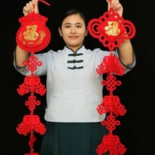 Faux Red Lantern Chinese Knot Hanging Pendant Wedding Party Home Feng Shui Decor