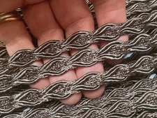 vintage pewter 1/2" braid trim soutache 1yd made in France