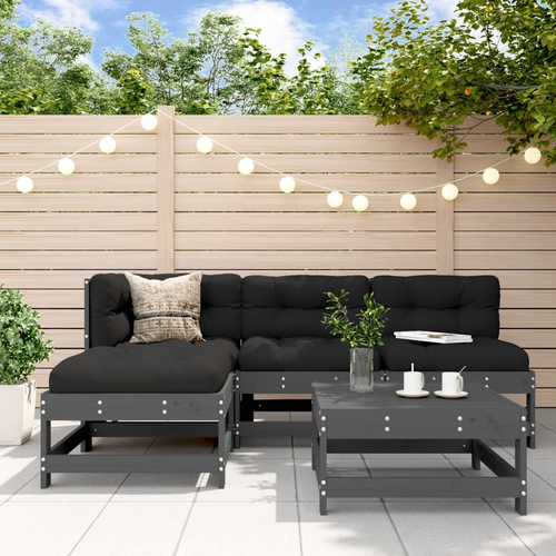 VidaXL Set Divani Giardino 10 Posti In Legno Acacia Con Cuscini Grigio Scuro - Include Tavolo E Sedie