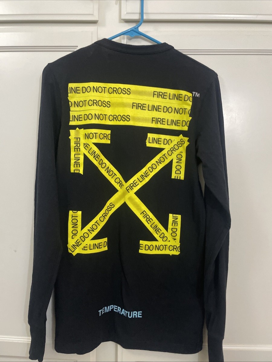 Main Label Off White Temperature “FIRE LINE DO NOT CROSS” L/s Tee