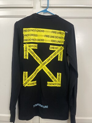 Main Label Off White Temperature “FIRE LINE DO NOT CROSS” L/s Tee
