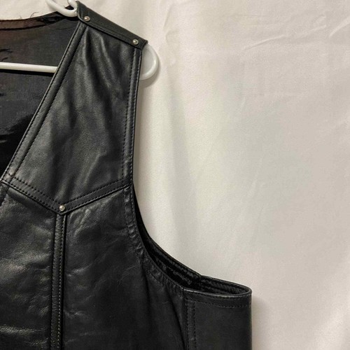 All American Rider Leather Vest Motorcycle Black Leather 2XL - Picture 5 of 12