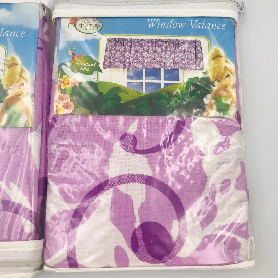 Dos (2) Cenefa Ventana Floral Púrpura Hadas Disney Talla Estándar 84" x 15" Nueva Foto 3 de 4