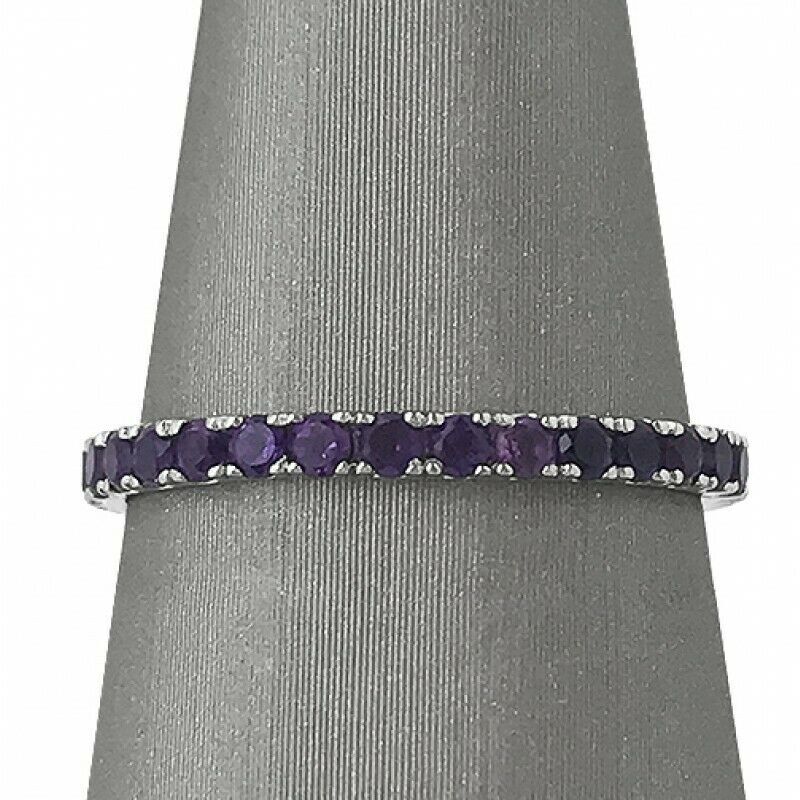 1.5ct Natural Purple Amethyst Full Eternity Wedding Band 14k SOLID White Gold