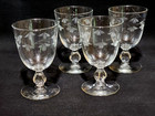 Vintage Libbey Glass FAIRFAX Footed Water Goblet ETCHED FLORAL VINE - Set Of 4