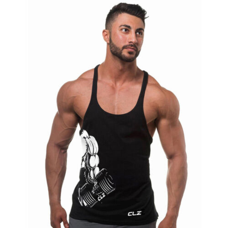 Tank Top Men Bodybuilding Fitness Cotton Vest Workout Shirt Gym Sleeveless-image