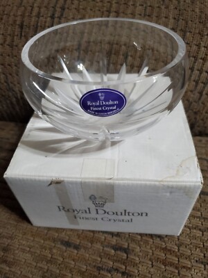 Vtg Royal Doulton Carnegie Crystal Candy Bowl Made In Czech Republic with Box 