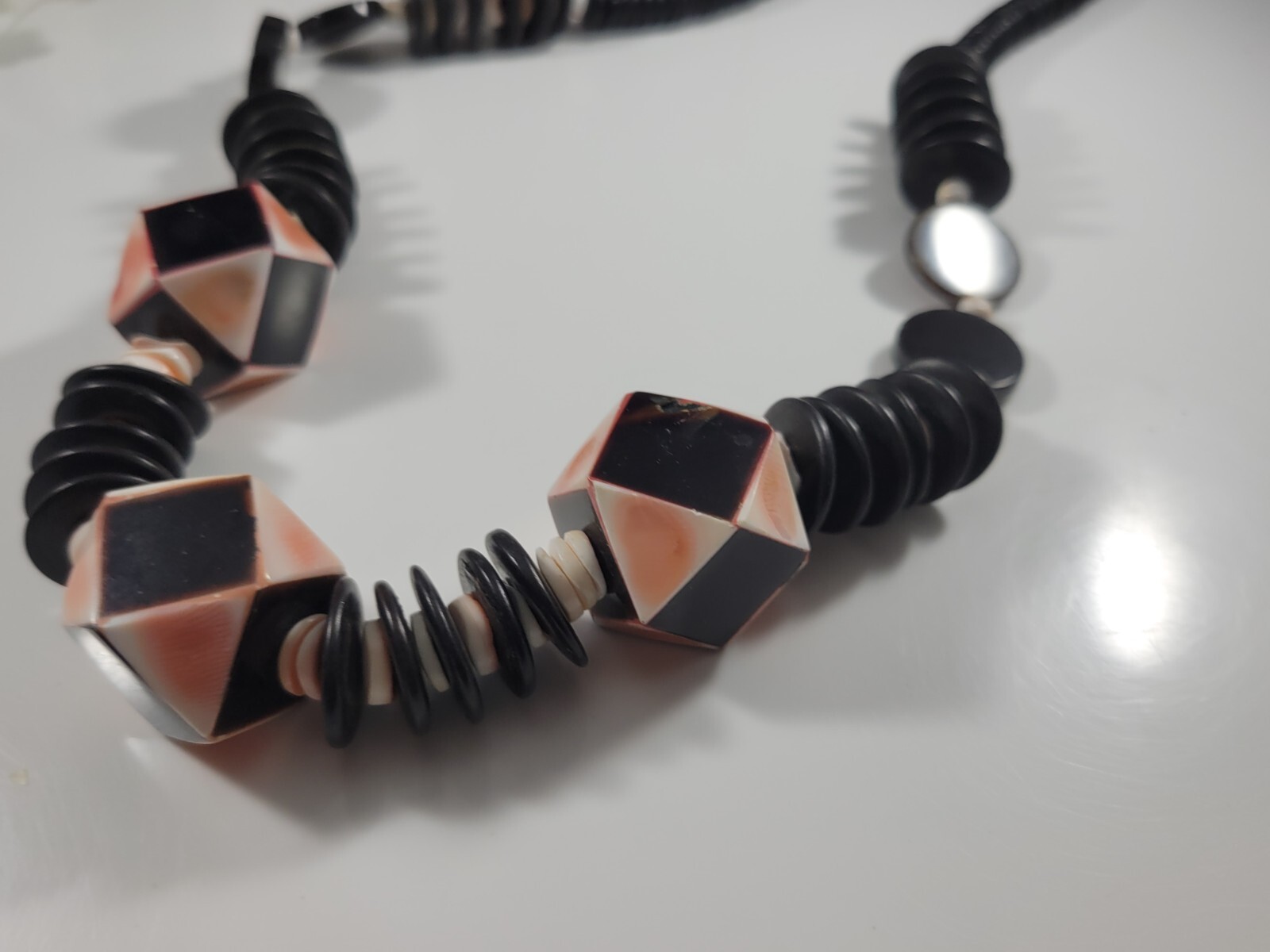 Long CHUNKY BOLD Shell Wood STATEMENT Graduating … - image 2