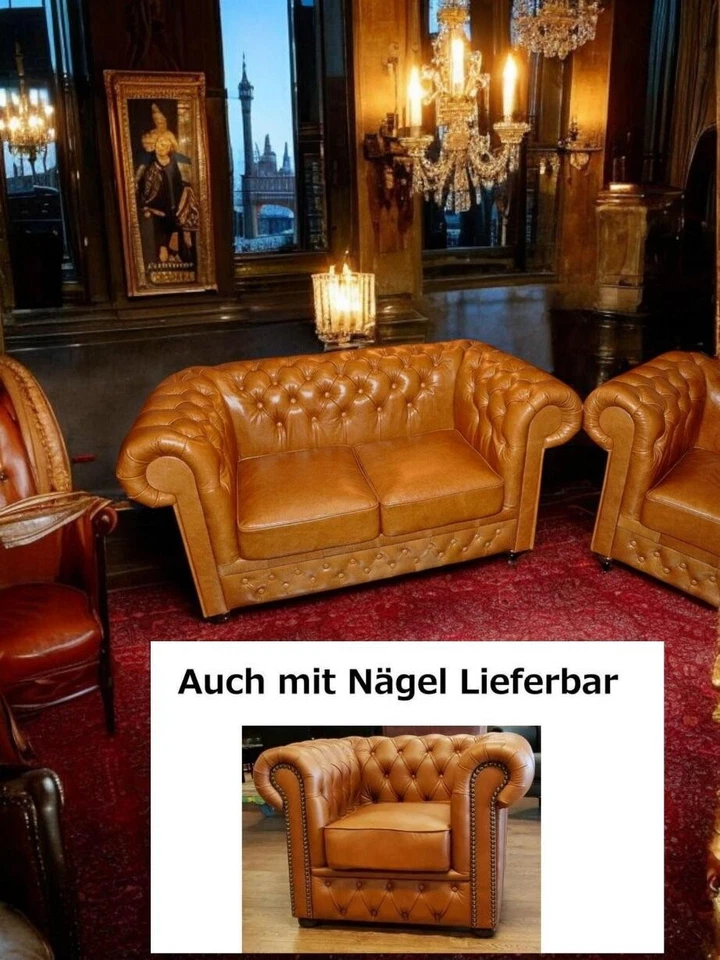 Chesterfield Newby  3+2+1 Echtes luxus Rinder Aniline Leder E1000 Federkern - Bild 4 von 4