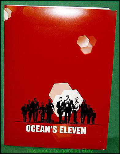OCEANS 11 PRESSKIT & 2 Movie Poster & Promo Button GEORGE CLOONEY MEGA-ULTRA !!
