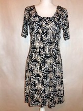 Women's Ann Taylor Petites Black Brown White Career Stretch Travel Dress Sz 8P