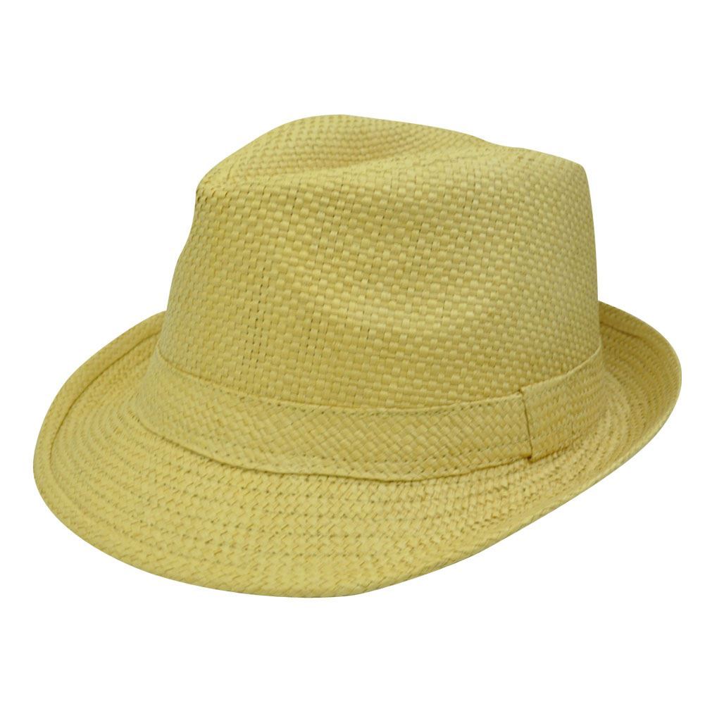 Fedora Trilby Woven Khaki Paper Hat for Small to Medium Heads-image