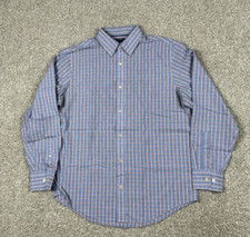 Banana Republic Shirt Mens Medium Blue Check Button Up Long Sleeve Classic Fit