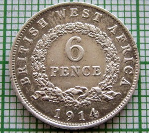 BRITISH-WEST-AFRICA-GEORGE-V-1914-H-6-PENCE-SILVER