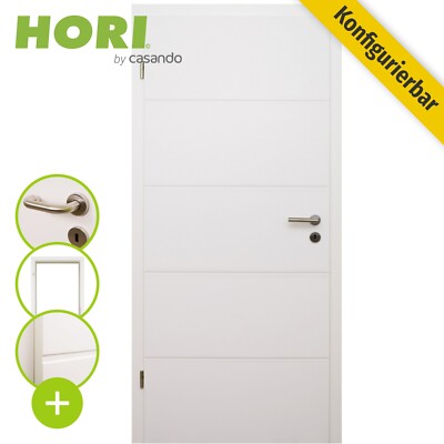 HORI Zimmertür Komplettset Innentür inkl. Zarge und Türgriff - Valencia RAL9010