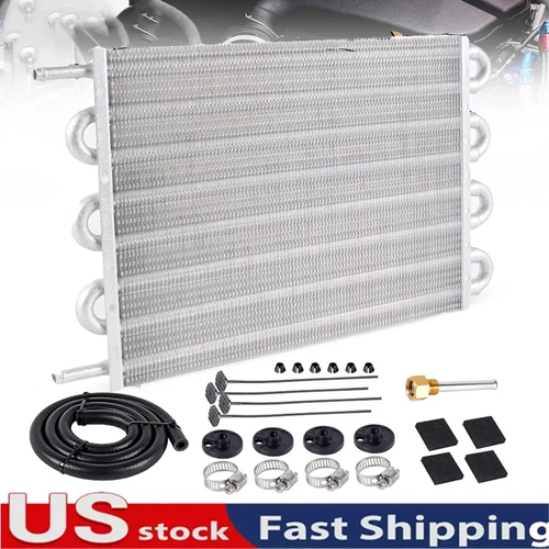 8 Rows Aluminum Remote Transmission Oil Cooler Radiator Converter Kit Universal