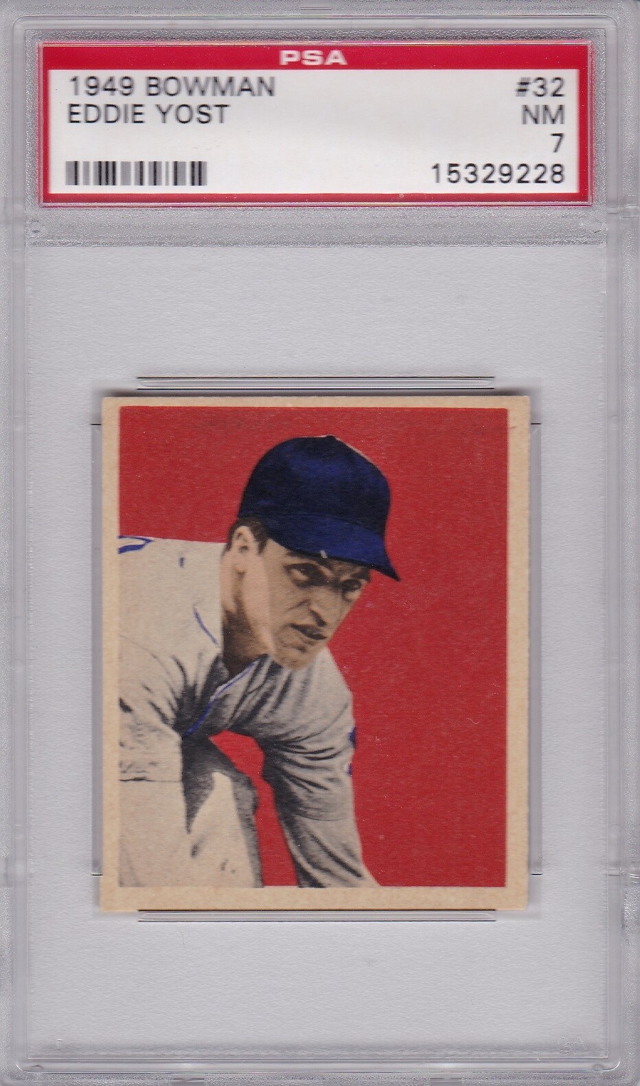 1949 Bowman #32 EDDIE YOST (RC) PSA 7 NM Washington SENATORS - TOUGH