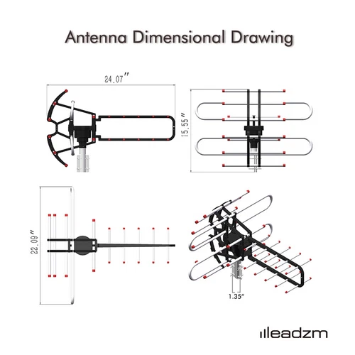 990 Miles Outdoor 1080P Amplified TV Antenna HD TV 36dB Rotor 360° UHF/VHF HDTV - Picture 11 of 12