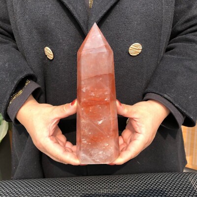 3 LB Natural 8.25'' Red Gum Flower Quartz Obelisk Crystal Wand Point Healing
