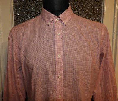 Ben Shermann Homme Rose à Carreaux Décontracté Chemise Long Manche Taille 41.9cm - Photo 1/4