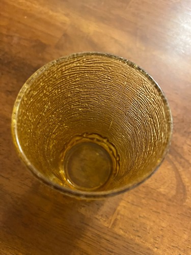 RARE Drinking Glass Amber Tumbler Swirl Pattern HEAVY Vintage - Picture 4 of 6