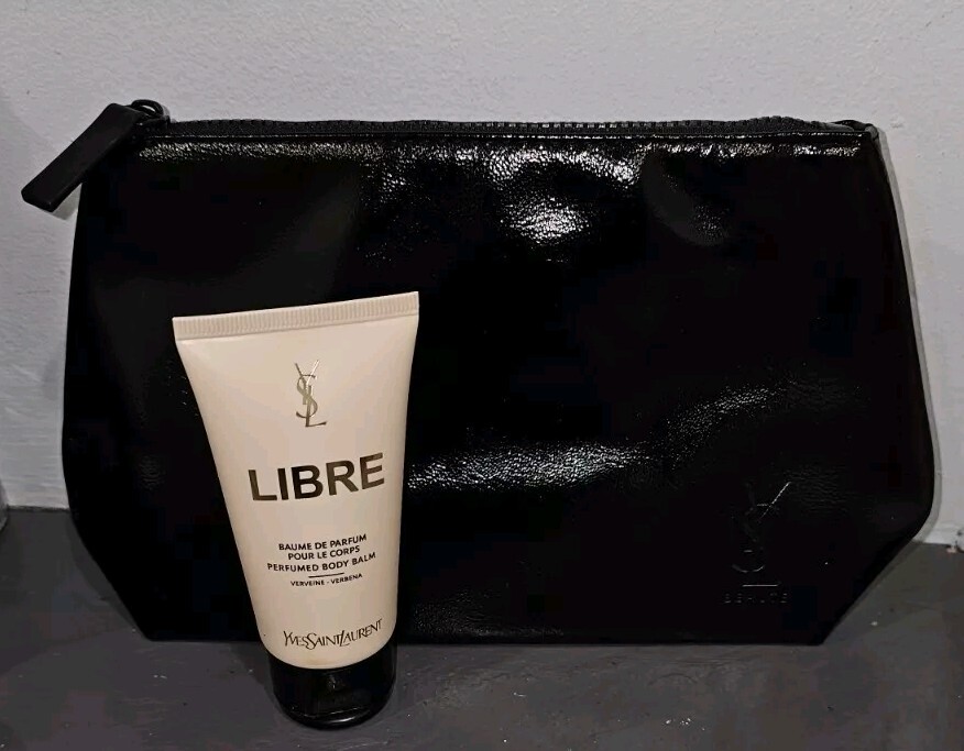 YSL Yves Saint Laurent Vegan Pelle Cerniera Pouch Bag Libre Lotion Set Regalo