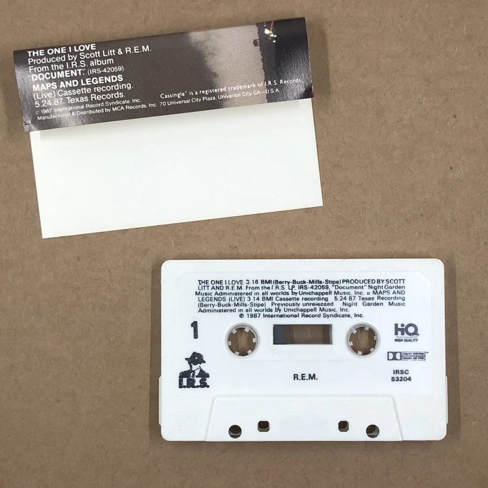 REM Cassette Tape THE ONE I LOVE 80s Rock Alt BONUS MAPS AND LEGENDS LIVE - Image 2 of 4