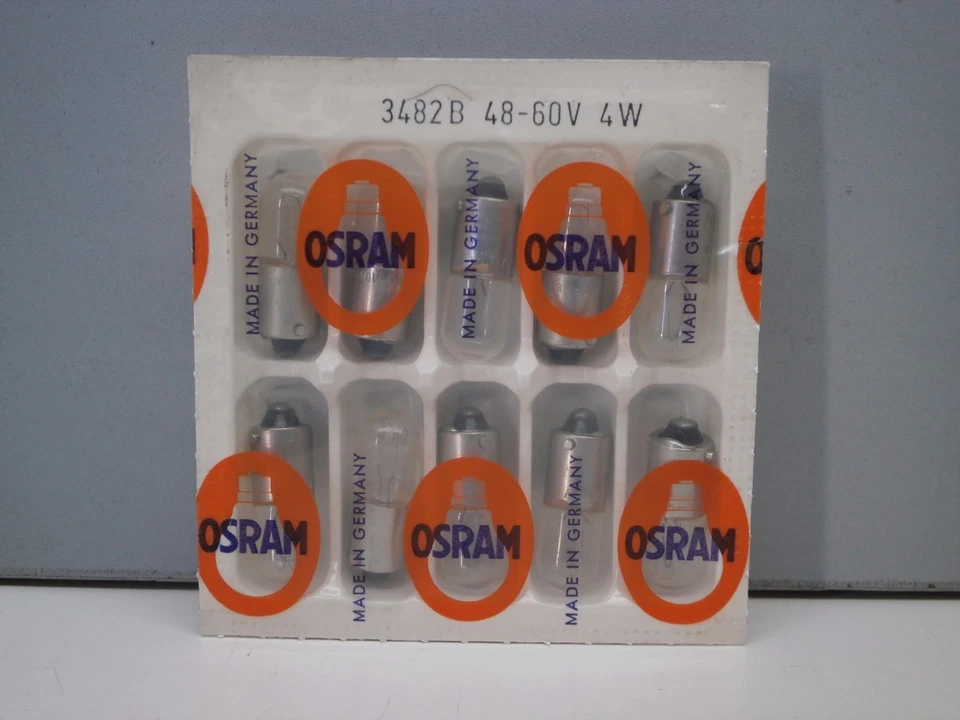 (10) Osram 3482B Miniature Appliance 48/60-Volt Lamp Light Bulb 48V-60V, 4W BA9s - Image 2 of 4