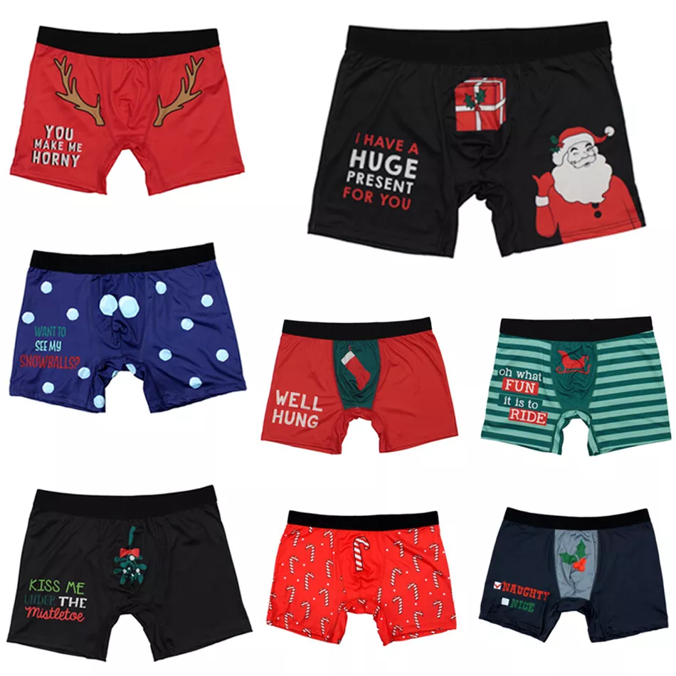 Men's Christmas Underwear Novelty Funny Cheeky Boxer Shorts Briefs