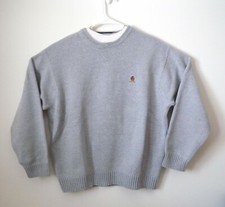 Tommy Hilfiger Men's Solid Crew Neck Knit Sweater Gray Lion Crest Logo Size XXL
