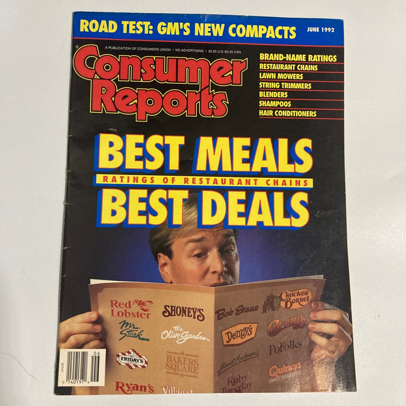Consumer Reports Magazine June 1992, Best Meals Best Deals Issue