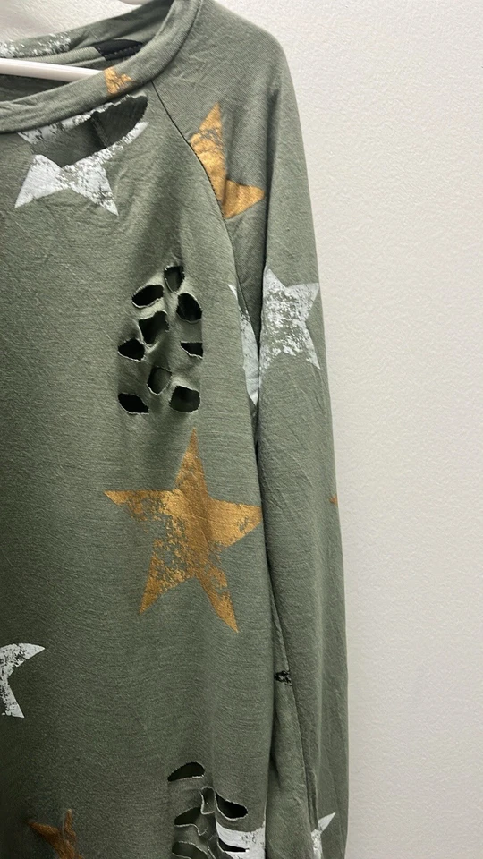 Цветы от Zoe девочек зеленый звезда печать длинным рукавом искусственно состаренный Топ размер большой - Изображение 2 из 4