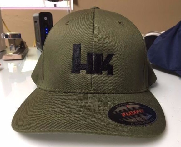 HK Heckler & Koch Logo Embroidered Flexfit Ball Cap Hat Black, Olive or ...