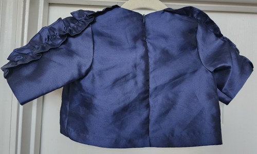Mama Luma Girls Navy Blue Blouse Top Sz 7-8 Brand New Ruffled Shoulder Lacivert - Picture 5 of 10