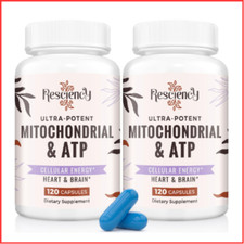 MITOCHONDRIAL ATP Vitamins CoQ10 PQQ Recovery Muscle 120ct 2 Pack RESCIENCY