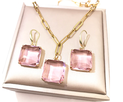 ZARA STYLISH PINK AND GOLD Jewellery Statement Necklace Earring