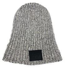 Love Your Melon Adult Cozy Knit Slouch Beanie Gray w/ Black Patch Made in USA