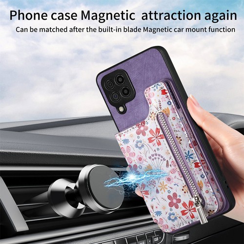 Floral Flower Zipper Phone Case for Oppo A54 A93 A7 Reno 8T 7 10 Pro Find X5 X6 - Picture 4 of 18