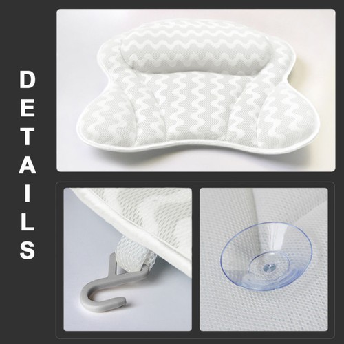 3D Mesh Bath Pillow Spa Pillow Head Rest for Hot Tub Bathtub w 6 Suction Cup US - Picture 6 of 10