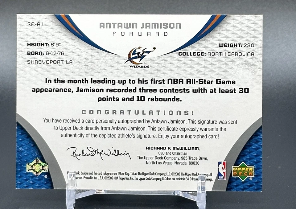 2005-06 SP Game Used Edition Antawn Jamison #'d /25 #SE-AJ On Card Auto Wizards - Image 3 of 3