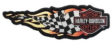 Aufnäher Harley-Davidson Siegesfahne in Flammen 25x8cm Flaming Checkered Banner 